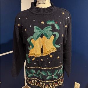 Vintage ugly Christmas sweater complete with shoulder pads!